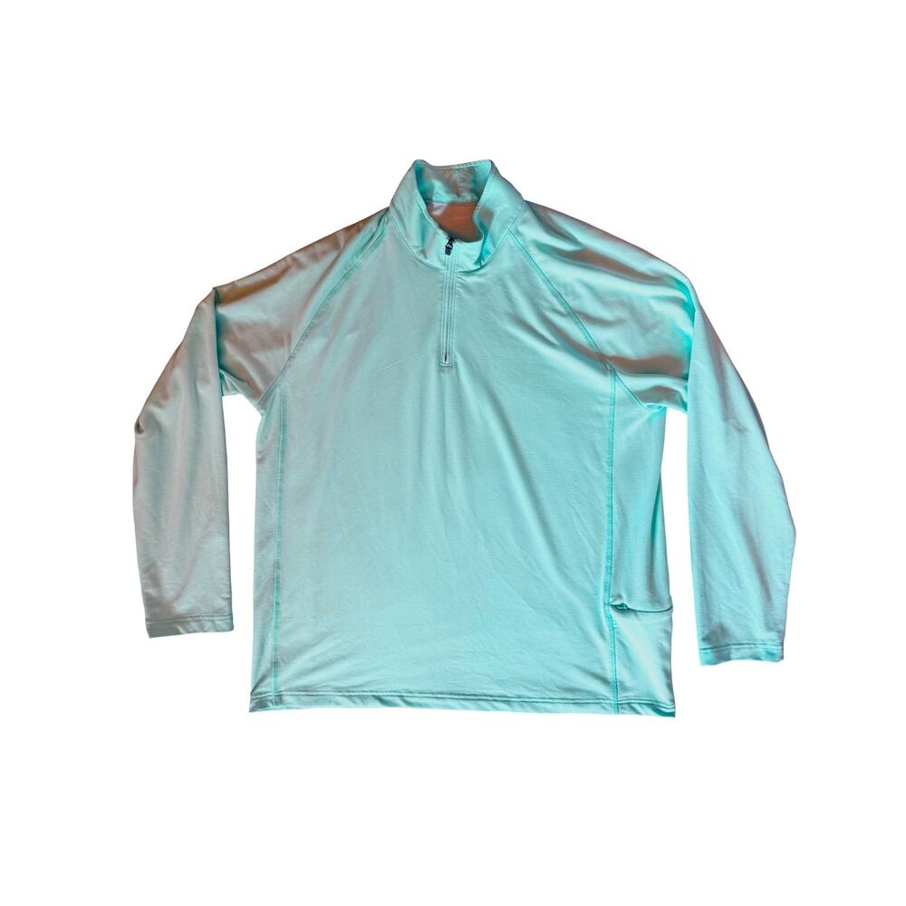 Lands End Pullover Mens XL Blue Lightweight Athletic Long Sleeve Preppy 1/4 Zip